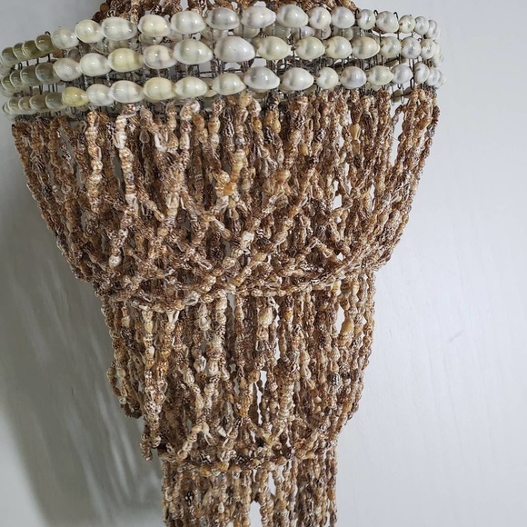 Vintage Puka Shell Chandelier Decor‎ Boho Retro Hanging 25" MCM Hippie - Picture 7 of 15